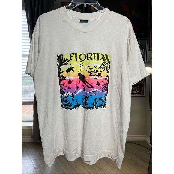 Vintage 80s Screen Stars Florida Tropical Tee - Picture 1 of 8